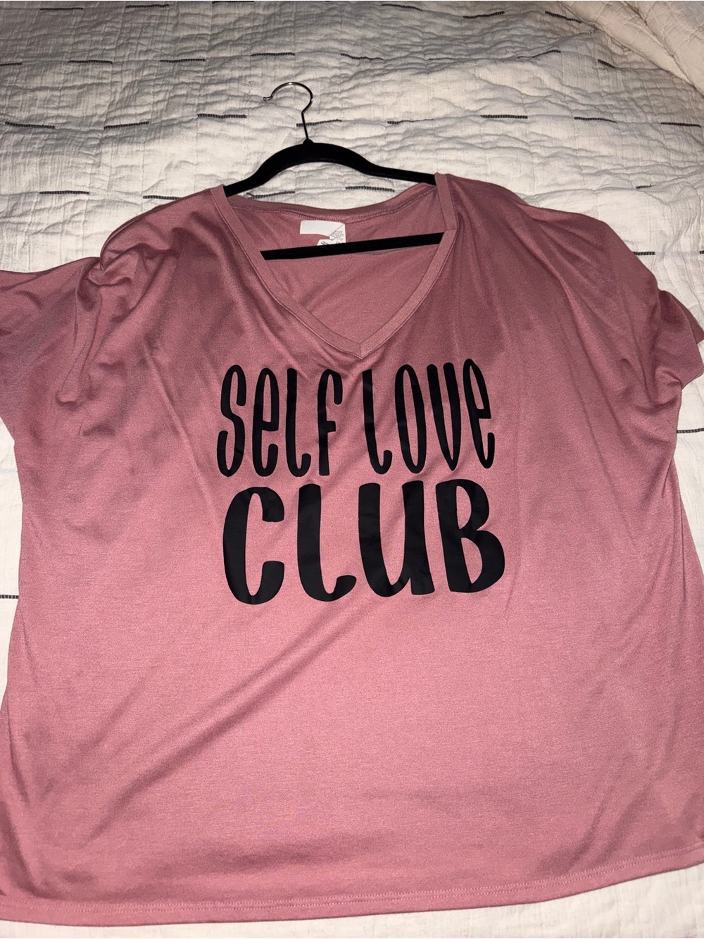 Self Love Club V-Neck Tee - Dusty Rose
